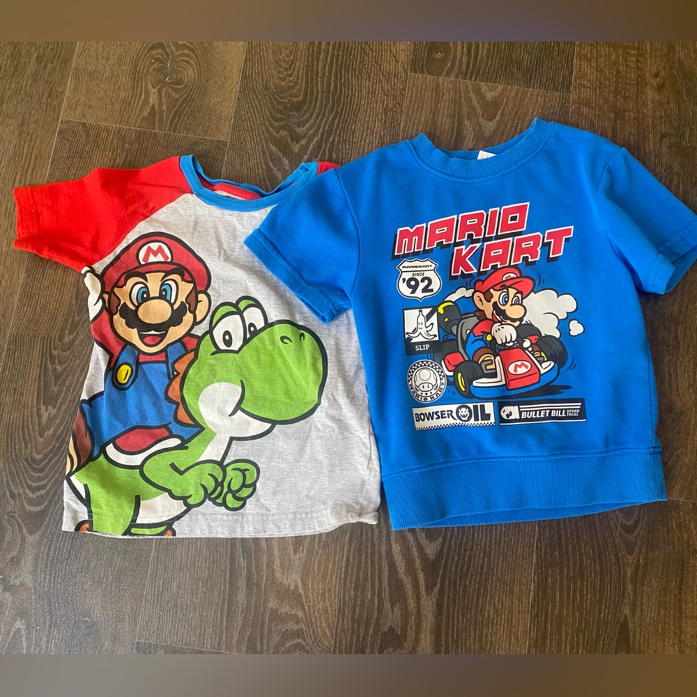 2 Super Mario Red and Blue shirts
